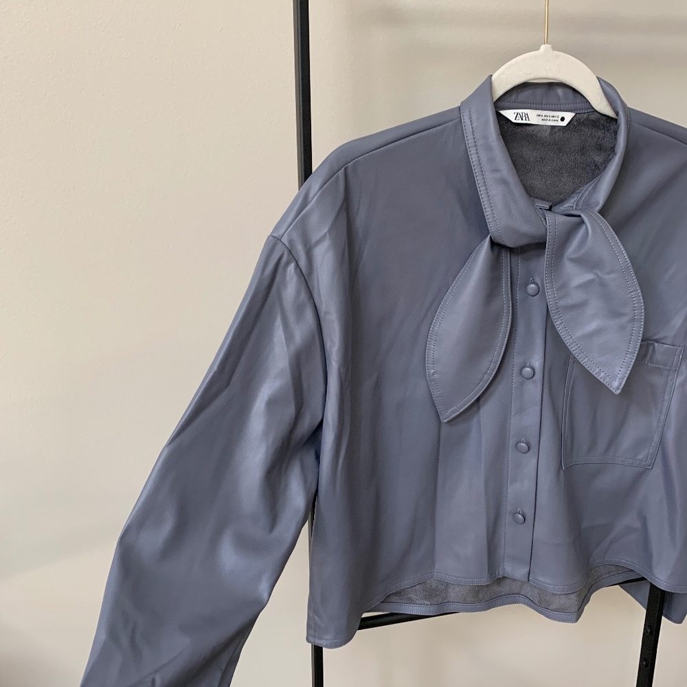 Zara Faux Leather Button Up
